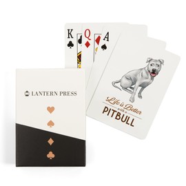 Lantern Press Pitbull, White, Life is Better, White Background (52 Playing Cards, Poker Size Card Deck with Jokers)