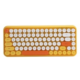 Bluetooth Retro Typewriter Flexible 84Keys Design Keyboard, with Retro Round Keycap, Portable Vintage Colorful Computer Keyboard with Chocolate , for PC, Laptop(Yellow)