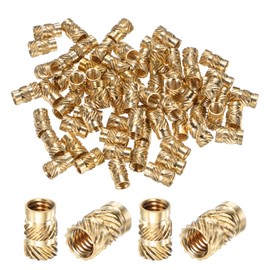 M METERXITY 70-Pack Threaded Inserts, M4 x 8mm x 5mm Brass Female Knurled Metric Nuts Brass Heat Set Insert Embedment Nuts for Plastic/DIY 3D Printing Components