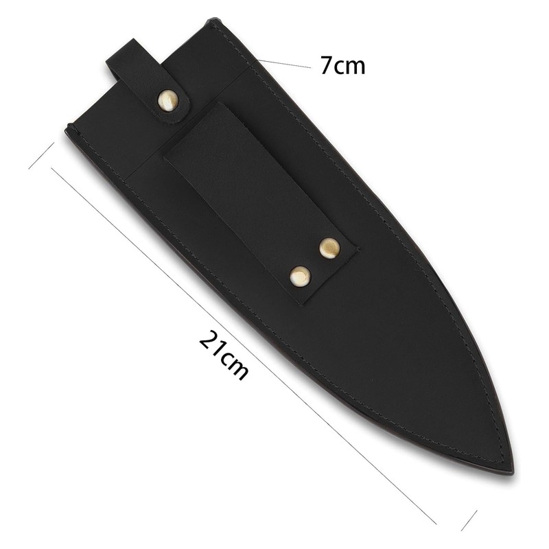 Qchengsan Cowhide Leather Knife Sheath, 8 Inch Chef Knife Guard,
