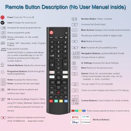 Replacement for LG Universal Remote Control Compatible with LG Remote Control LED LCD HDTV 3D 4K Smart TVs