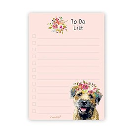 Curled Up Border Terrier To Do List Notepad – A6-50 Tear Off Pages - Border Terrier Gifts – Notes Organiser – Dog Lover Memo Desk Pad - Stocking Filler