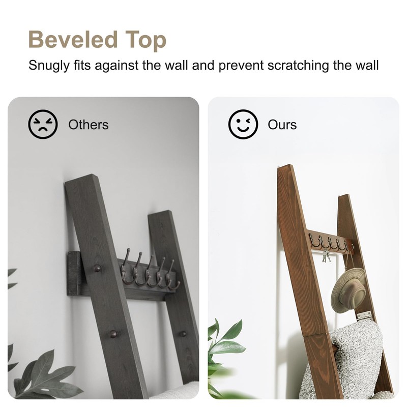 TEAKMAMA 6-Tier Blanket Ladder for Living Room and Bedroom,5.4 Ft