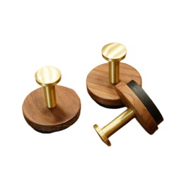 CrweanWcee Magnetic Hook, Wall Hook, Strong Magnetic Hook, Wooden, Walnut, Brass, Key, Bag, Entryway, Storage, Luxury, Stylish, Scandinavian, Set of 3