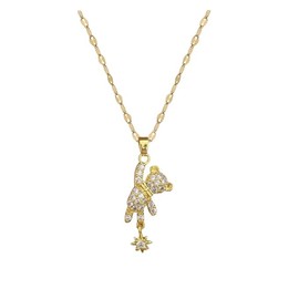 Ladies Decorative Pendant Necklace, 18K Gold Plated - Various Designs Available - Supplied with Jewellery Gift Box (Teddy Bear)