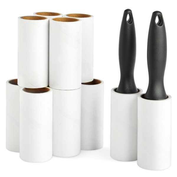 12 Pack Lint Roller for Clothes with 696 Sheets, 2 Handles and 10 Sticky Roll Refills for Pet Hair Removal, Laundry