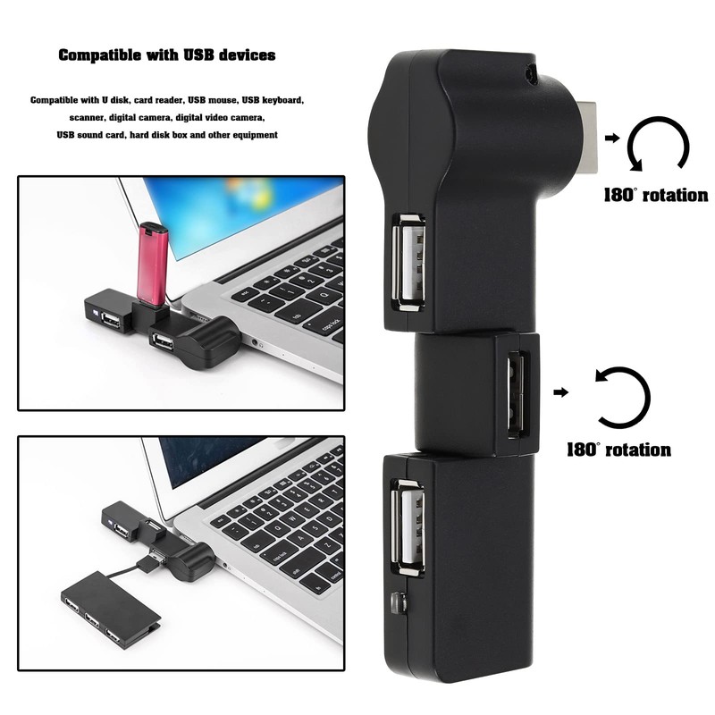 ECSiNG USB Extender Hub 4 Port 180° Rotation USB Hub