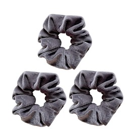 scicent Velvet Premium Large Hair Scrunchies 3 Pcs Elastic Hair Ties Ropes for Women gril with Thick hair Ponytail Bands, Grey
