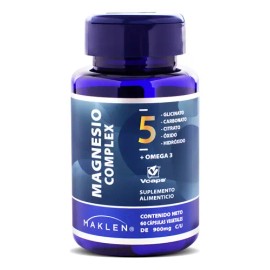 Magnesio Complex 5 + Omega 3 | 60 Capsulas Vcaps | Maklen Sin Sabor