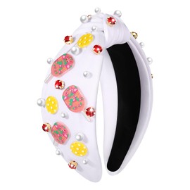 Vokone - Diadema de pickleball con perlas y flamencos para pickleball, diadema anudada para el día del juego, accesorios para fanáticos de los deportes, regalos para mujeres y niñas