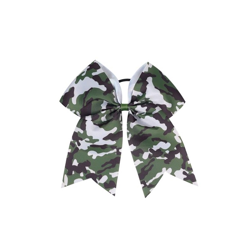 7"Camo Cheer Bow Cheer Bows Full Camouflage Ponytail Hair Ties