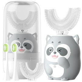 ELOTAME Kids Electric U Shaped Toothbrush, Cartoon Sonic Toothbrush with 4 Brush Heads 6 Cleaning Modes Children Toothbrush IPX7 Waterproof - (Age 8-15, Gray)