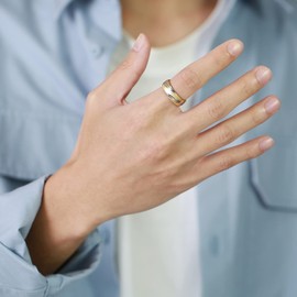 Epinki Friendship Rings Stainless Steel Rings Partner Rings with Engraving I Love You Size J to Z Available Gold Silver Ring Width 6 mm, Stainless Steel, Without cubic zirconia