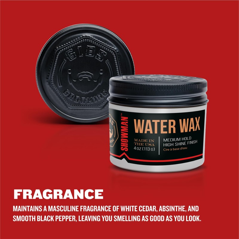 GIBS Water Wax, SHOWMAN-Medium Hold, Healthy High Shine, Water Based,