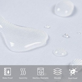 Furlinic Shower Curtain White Anti Mould Resistant Waterproof Bathroom Curtains Washable Polyester Fabric 90x180cm with Weight Tape for Bath Wet Room 35x72 Inch.