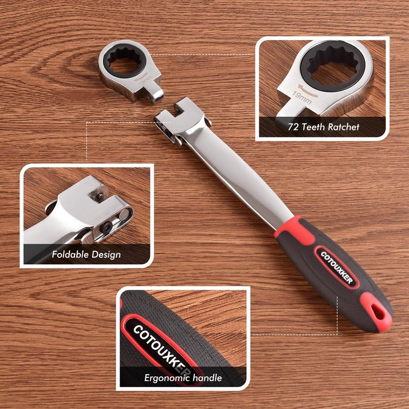 COTOUXKER Flex Head Ratcheting Wrench Set, 1/4 to 3/4 Inch