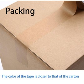 COSIMIXO 3 Rolls, Heavy Duty Kraft Paper Tape, 50mm x 50m, Eco-Friendly and Biodegradable, Writable & Uncoated, No Noise Paper Packaging Tape for Masking, Sealing & Packaging