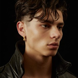 FOCALOOK Earrings for Men Women Huggie Hoop Earrings Stainless Steel Earrings Black Punk Earrings Gold Ear Piercing Ear Jewellery Accessory, Metal Stainless Steel Metal Stainless steel Material: 925