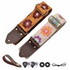Nefelibata Guitar Strap,Crazy Horse Leather Jacquard Embroidery Cotton Guitar Straps