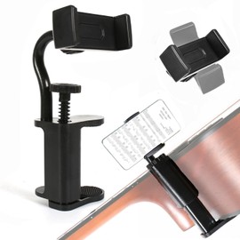 Guitar Phone Holder, Adjustable Guitar or Ukulele Phone Holder, Guitar Phone Mount for 6-10.5 cm Thick Electric Guitar/Bass/Ukulele, for Live Video Recording Broadcast Teaching