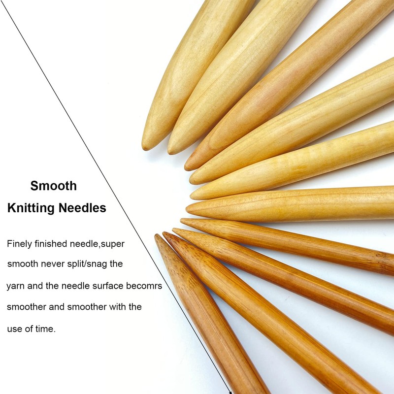 Weabetfu Bamboo Knitting Needle Straight Single Pointed 13.8-inch Length Knitting