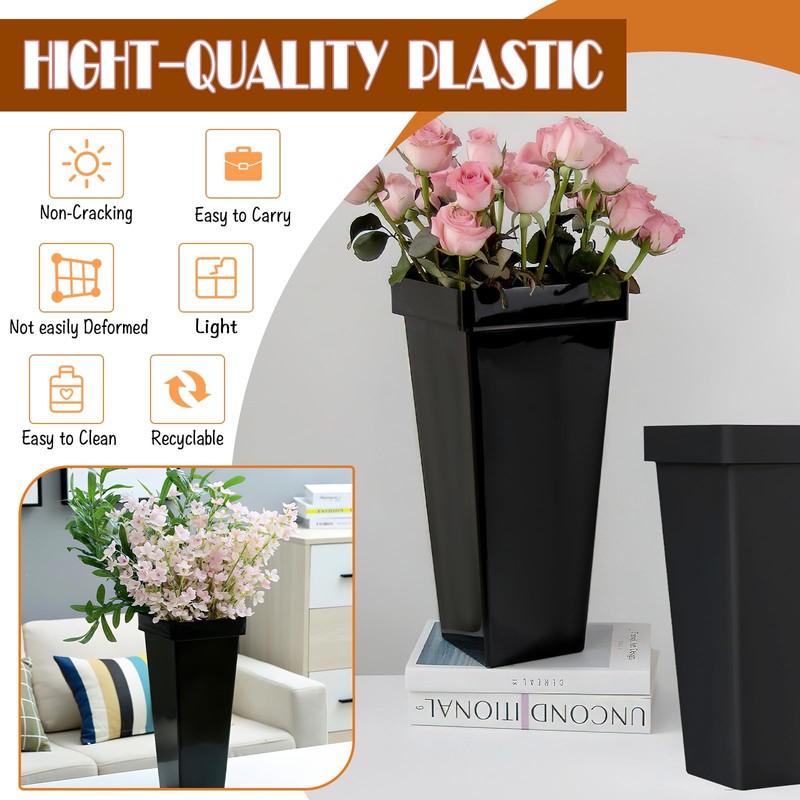 6 Pack Flower Buckets for Cut Flowers 13.4 Inch Plastic