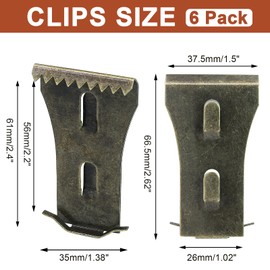 Biaungdo 6 Pcs Brick Wall Clips, Steel Brick Hook Clips, Heavy Duty Brick Hanger for Hanging Outdoors, Metal Brick Wall Hangers Outside Home Decor for 2-1/4 to 2-3/8 inches Bricks(Bronze)