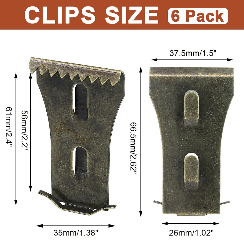 Biaungdo 6 Pcs Brick Wall Clips, Steel Brick Hook Clips,