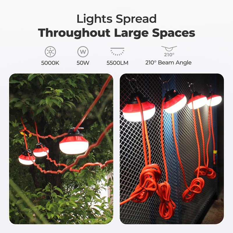 Omlite LED Construction String Lights:50w ETL Certified Industrial LED String