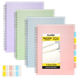 SUNEE Graph Paper Notebook - 4 Pack B5 Grid Notebook 7.6 x 10 Inches 5 x 5mm Grid Paper 80 Sheets/160 Pages - Journals for Study and Notes (pink, blue, green, purple)