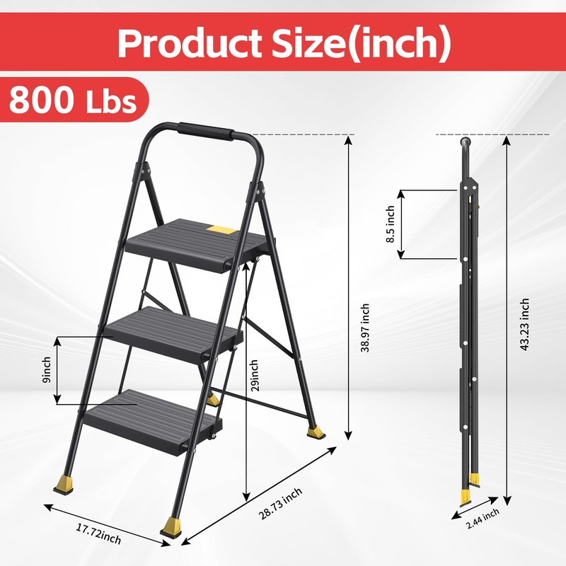 Step Ladder Foldable Folding Stool - for Home Adults Kitchen