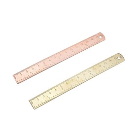 STOBOK 2pcs Vintage Brass Ruler Double Scale Straight Rulers Brass Copper for School Office Home Use High Accuracy Measuring Tool