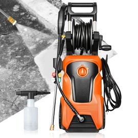 Auto Dynasty 2176 PSI/ 2.4 GPM (MAX) IP65 1800W Electric High Pressure Washer Car Clean Wash Machine with Adjustable Spray Nozzle Soap Bottle, Universal for Cleaning Fences, Patio, Driveways (Orange)