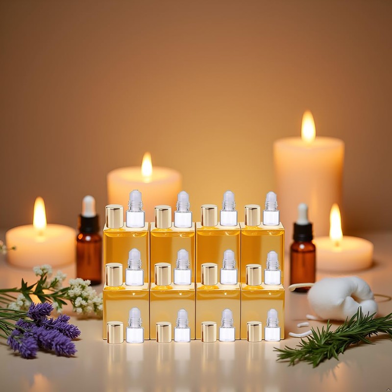 12 Pcs 1ml Gold Mini Glass Roll on Bottles Roller