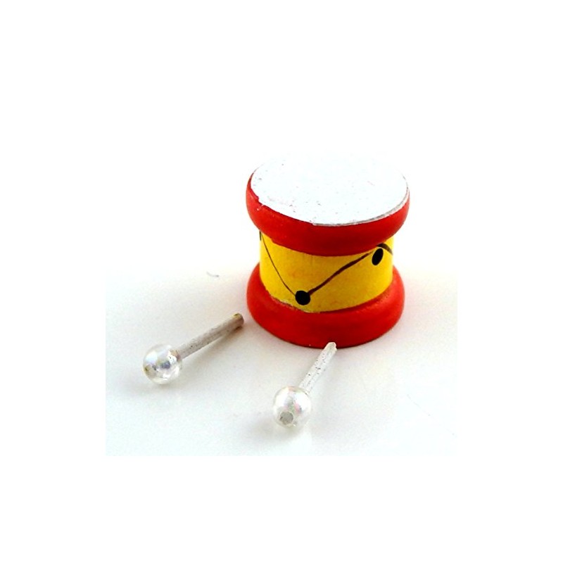 Dollhouse Miniature 1:12 Scale 3 Pc Drum with Sticks Set