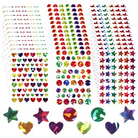 36 Sheets/2052 Pcs Holographic Star Stickers, Sparkly Small Heart and Circle Dots Stickers for Kids Reward Mini Reward Sticker for School Classroom Student Teacher Supplies