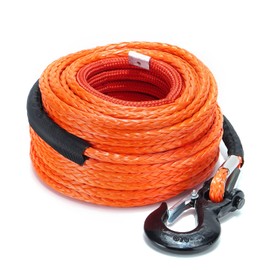 SPARKWHIZ Synthetic Winch Rope Cable Kit: 1/2" x 100 ft 32000lbs Winch Line Cable with Protective Sleeve + Winch Hook for 4WD Off Road Vehicle Truck SUV UTV ATV