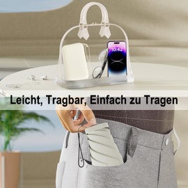 Copulan Compact Mini Travel Umbrella, Made of Eco-Friendly Materials, Ultralight, Sunproof and Rainproof Small Umbrella, Pocket Umbrella, Gift, White(with handbag)-DE