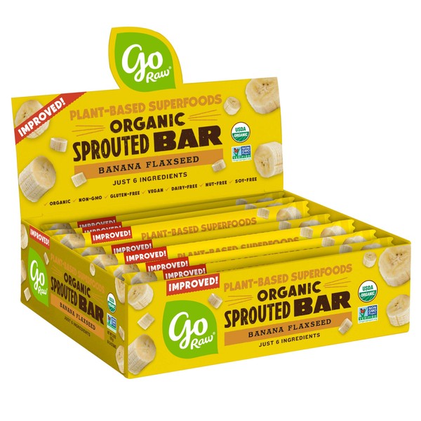 Go Raw Superfood Bars, Banana Flaxseed, Case of 10 Small Bars | Gluten Free Snacks | Vegan | Natural | Organic (Packaging May Vary)