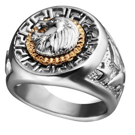 HIJONES Mens Stainless Steel Silver Hip Hop Lion Head Ring Signet Style Silver Size P