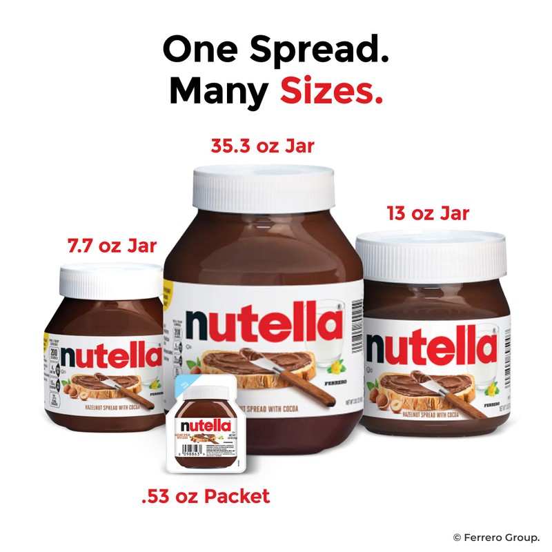 Nutella Hazelnut Spread with Cocoa for Breakfast, Bulk 120 Pack