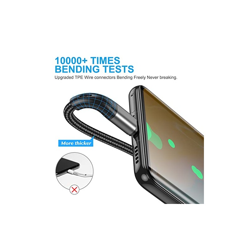 Cable USB a USB C, paquete de 3 cables de