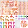 Honoson 122 Pcs Two Groovy Party Favors Retro Hippie Stationery