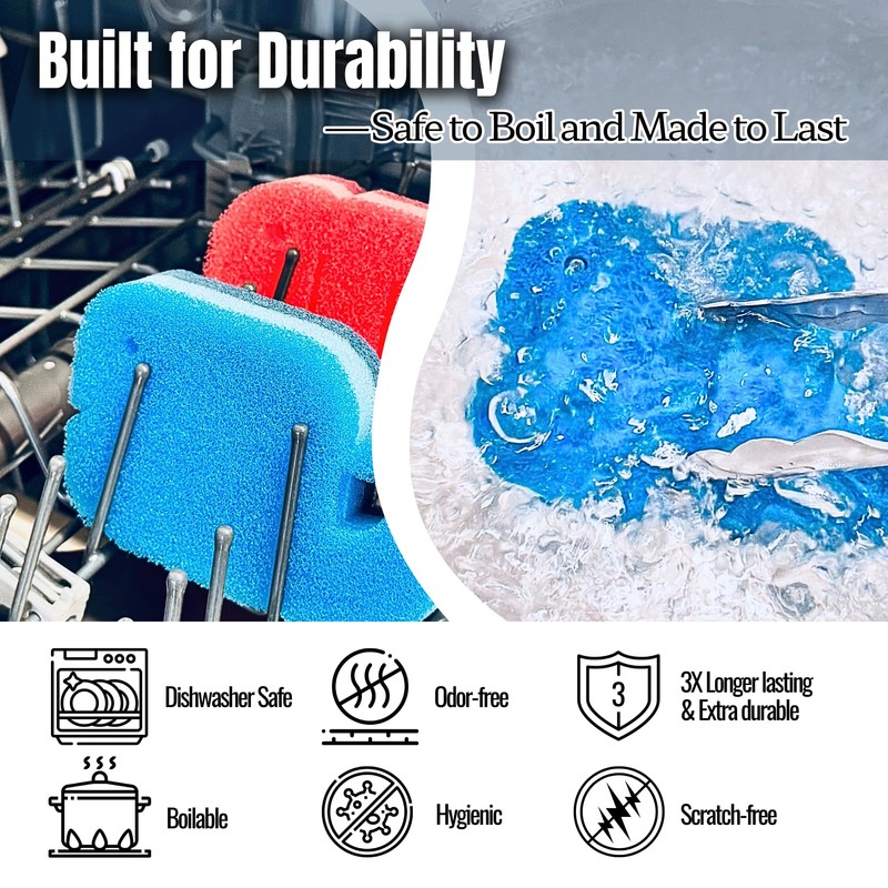 Ohsoborn Multipurpose Dual Sided Triple Layer Kitchen Sponges for Washing