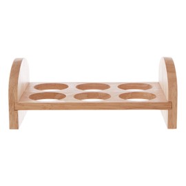 Premier Housewares 6-Hole Egg Rack, Rubber Wood, Natural,H7 x W17 x D10cm