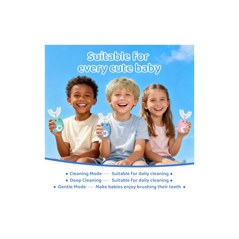 Kids U Shaped Electric Toothbrush, with 3 Cleaning Modes, with