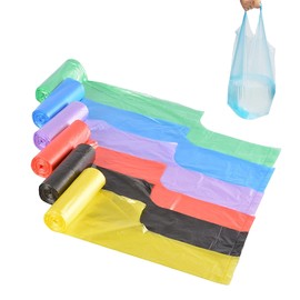 6 Rolls Colored Trash Bags Strong Trash Bags Small Waste Basket Bags Odourless Plastic Suitable for Bathroom Kitchen Living Room Office 6 Rolls