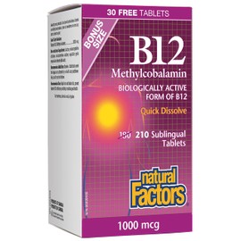 Natural Factors B12 Methylcobalamin 1000 mcg BONUS SIZE, 210 Tablets