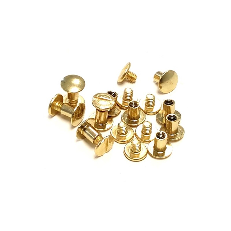 10 Pack of 1/4" Solid Brass Chicago Screw Fasteners