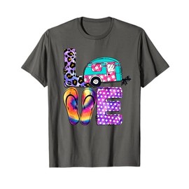 Tu Love Camping RV Flip Flop Tie Dye Leopard Camper T-Shirt